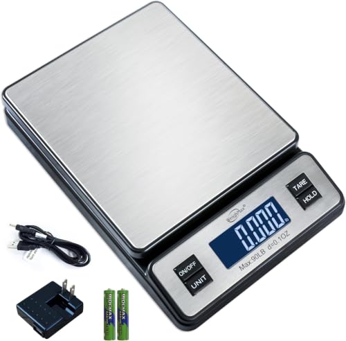 Weighmax W-2809 90 LB X 0.1 OZ Durable Stainless Steel Digital Postal Scale,Shipping Scale with AC Adapter, (Pack of 10) - size: 90Lb (Pack of 10)