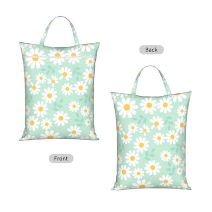 "daisy 2-Pack Travel Laundry Bags for Dirty Clothes- Large Waterproof Laundry Tote, Wet & Dry Use, Reusable Foldable Carry Handles for Vacation, Gym & Dorm" - color: Daisy