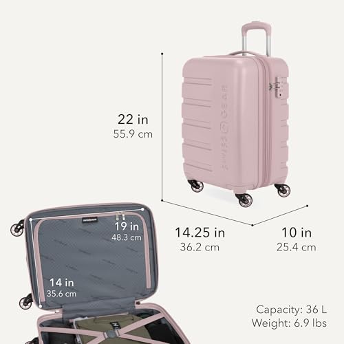 SWISSGEAR Signature Hardside Expandable Carry-On Spinner Luggage, ABS Construction, TSA-Friendly Lock, and Built-In Cupholder, Pink, 19-Inch - color: Pink, size: Carry-On 19-Inch