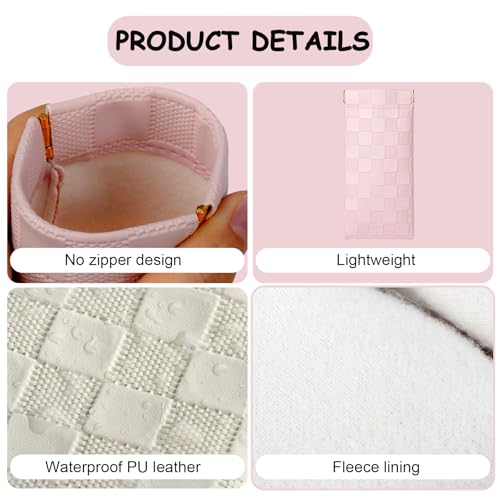 Sightor Sunglasses Case 2 Pcs Soft Eyeglass Cases Checkered Glasses Pouch - color: White, Pink