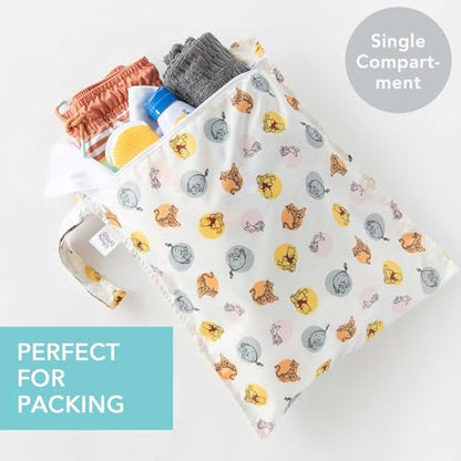 Bumkins Disney Waterproof Wet Bag for Baby, Travel, Swim Suit, Cloth Diapers, Pump Parts, Pool, Gym Clothes, Toiletry, Strap to Stroller, Daycare, Zip Reusable Bag, Packing Pouch, Winnie the Pooh - color: C2 Winnie and Friends, style: Wet Bag