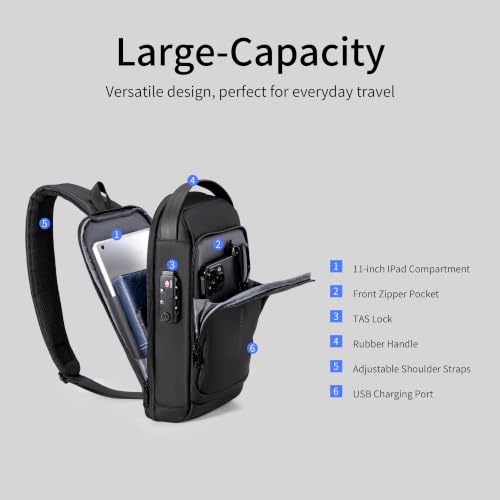 VGOAL Anti‑Theft Sling Bag USB Charging Chest Bag For Daily Commute - color: Ks3331-black