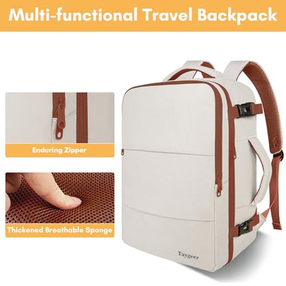 Taygeer Backpack for Women, College Backpack with Laptop Compartment - color: Khakiwhite, size: Large
