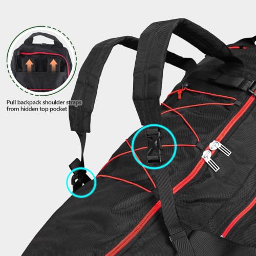 31” 95L Expandable to 125L Foldable Wheeled Duffle Bag, Black Red - color: Black Red