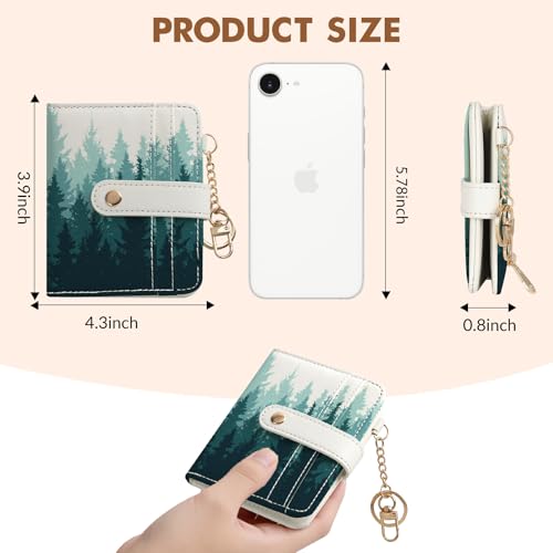 Women Wallet, RFID Blocking Bifold PU Leather Wallet, Small Slim Compact Purse with Clear ID Window & Zipper Coin Pocket, Credit Card Holder for Ladies,1 ID window 8 Card Slots,Forest - color: Forest