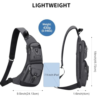 WITZMAN Slim Sling Bag for Men Crossbody Lightweight Chest Bag Casual - color: Silvery Grey