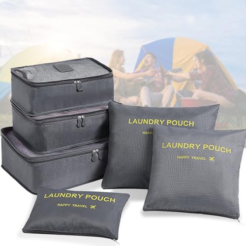 Packing Cubes 6 Set Travel Essentials for Carry on Luggage Organizers Suitcase Travel Accessories (Grey) - color: 6 Set Grey