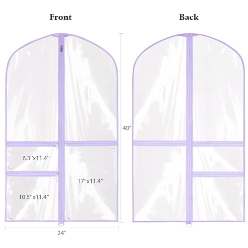 Zilink Clear Garment Bag for Dance Costumes Kids Garment Bag 40 in, 4 Pack - color: Clear Purple, size: 4 Pack