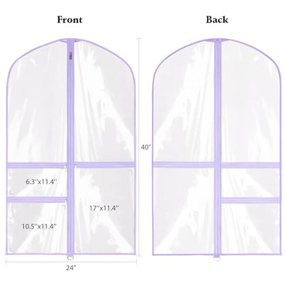 Zilink Clear Garment Bag for Dance Costumes Kids Garment Bag 40 in, 4 Pack - color: Clear Purple, size: 4 Pack