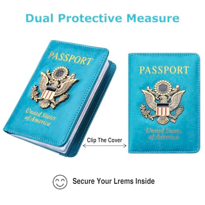Premium Passport Holder for Travel RFID Blocking Passport Cover Slim - color: Sky Blue