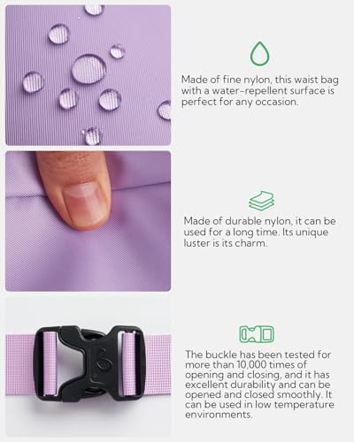 WATERFLY Fanny Pack Waist Bag: 2.5L Large 5 Zipper Pockets for Women Men - color: Purple