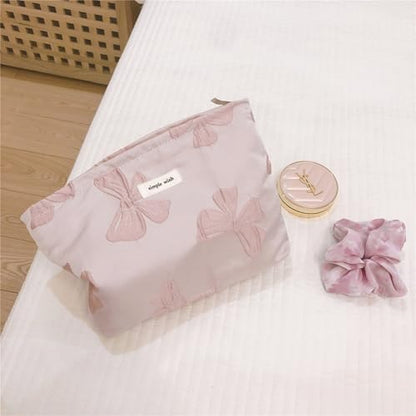Wudygirl 여성용 메이크업 가방 여행용 화장품 가방 26.7cm x 19.1cm(10.5 x 7.5인치) 핑크 리본 - color: 빅 핑크 리본