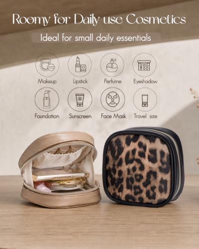 VLANDO Mini Makeup Bag for Purse,Slip-in Pocket,Leopard,Black - color: Mini-Leopard Black