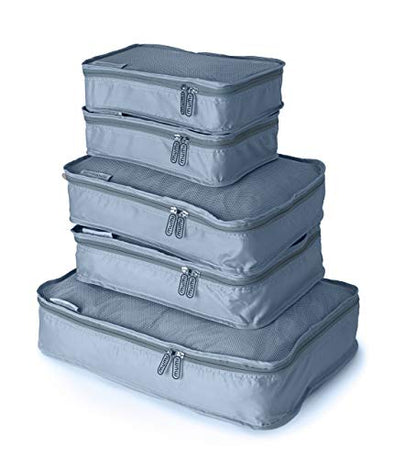 MUMI Packing Cubes Set of 5 - Mesh-Top Luggage Organizers, Gray - color: Grey