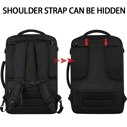 Vancropak Carry on Backpack for Airplanes, 45L Expandable Travel Backpack - color: A-black, size: XX-Large
