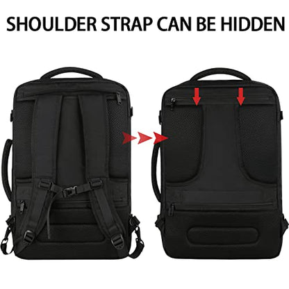 Vancropak Carry on Backpack for Airplanes, 45L Expandable Travel Backpack - color: A-black, size: XX-Large