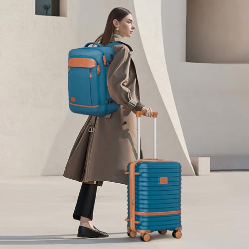 Joyway Expandable Luggage Sets 5 Piece, Lightweight Hard Shell Travel Suitcase Set with Spinner Wheels and TSA Lock (5 piece set，Blue) - color: Blue, size: 5 piece set