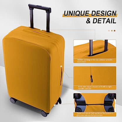 Travel Luggage Cover - Scratch-Resistant Fit 19-31 Inch Suitcase Protector (Yellow, L(26-27 inch)) - color: Yellow, size: 26-27 inch