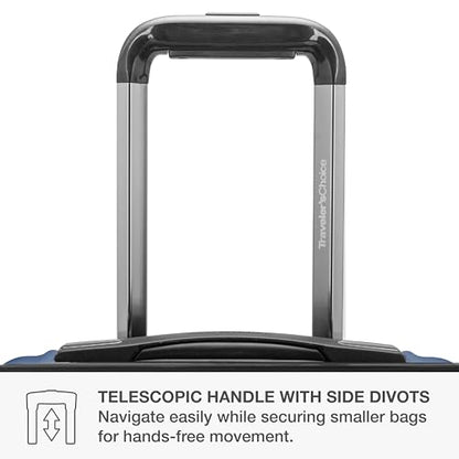 Traveler's Choice Archer Polycarbonate Expandable Luggage with Spinner Wheels, Blue, Checked 26-Inch - color: Blue, size: 1-Piece (Checked 26-Inch)