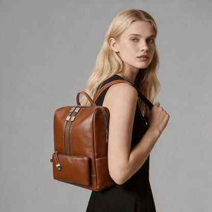 Women's Convertible Backpack Tote with Wristlet, Mommy Diaper Bag, Brown - color: Brown