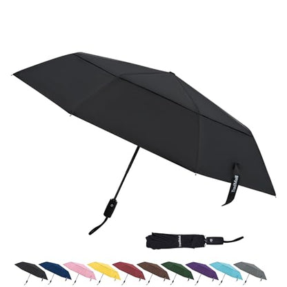 TradMall Travel Umbrella 42/45 Inches Double Vented Canopy - color: Black, size: 42 Inches