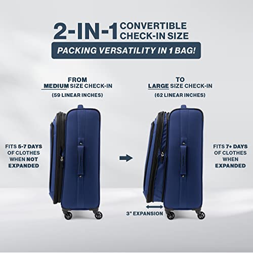 Travelpro Runway Softside 2-Piece Luggage Set, Blue - color: Blue, size: Carry-on/Medium-Large Check-in