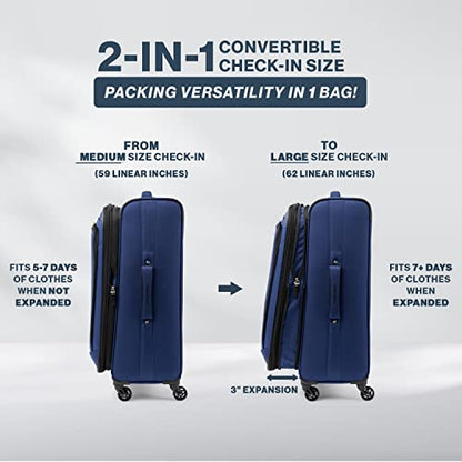 Travelpro Runway Softside 2-Piece Luggage Set, Blue - color: Blue, size: Carry-on/Medium-Large Check-in