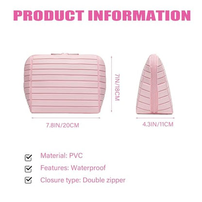 Parallel Travel Makeup Bag for Women,Foldable Toiletry Bags Parallel,Waterproof Organizer Bags with Compartments for Skincare, Toiletries,Pink - color: Pink