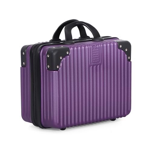 Vanity Case, 14 Inch Hard Shell Makeup Travel Suitcase, Purple - color: Purple