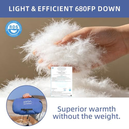 3-in-1 Down Sleeping Bag for Adults and Teens - color: blue 500g filling