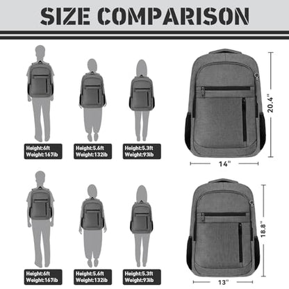 18.4" Large Laptop Backpack,Business Travel TSA Approved Slim Work Bag - color: Grey, size: 3X-Large