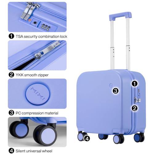 mixi Carry on Luggage, Suitcase with Spinner Wheels 16in Luggage Hardshell Lightweight Rolling Suitcases PC with Cover & TSA Lock, Lilac Purple - color: Lilac Purple, size: 16in Carry on
