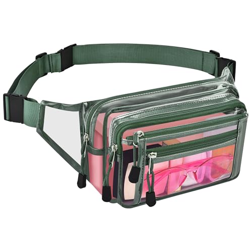 USPECLARE Clear Fanny Pack Stadium Approved Large Multi-Purpose Waist Bag - color: Forest-Green, style: 1-pack-pvc