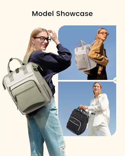 LOVEVOOK Laptop Backpack Women, 15.6 Inch Work Backpack - color: Bean-green, size: 15.6INCH