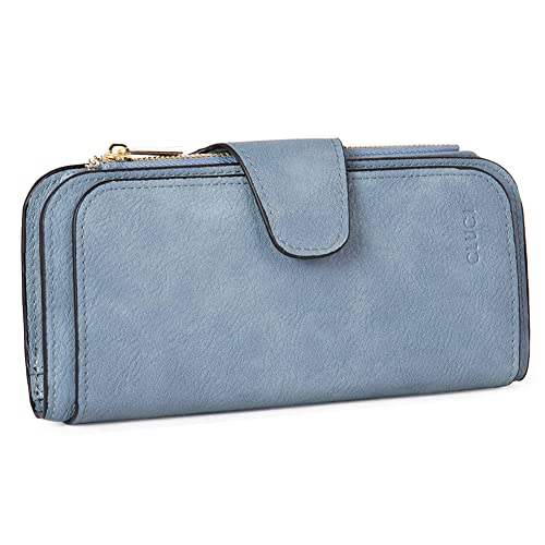 CLUCI RFID Wallet for Women Bifold Wallet with ID Window - color: 2 Two-toned Blue