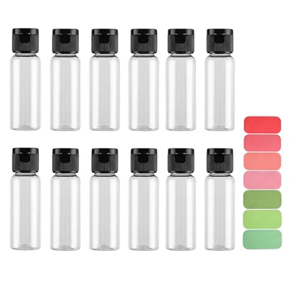 12Pcs 10ml Clear Plastic Flip Cap Toiletry Bottle with Stickers - color: B, size: 10ML/0.34oz