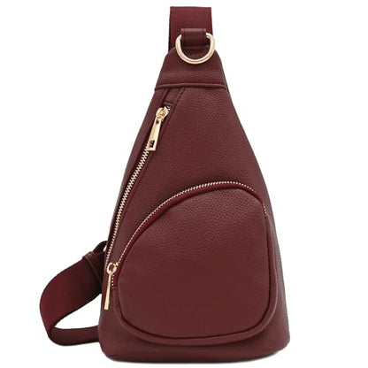 FashionPuzzle Compact Triangle Sling Bag - color: Wine