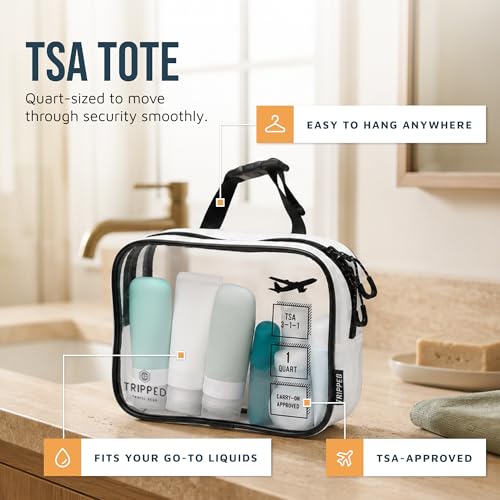 TRIPPED Travel Gear 3-Piece Travel Toiletry Bag Set - color: White Ripstop