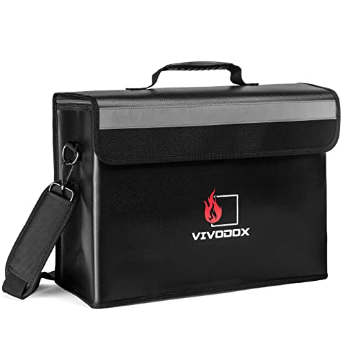Fireproof Document Bag - Large (17" x 12" x 6") Fireproof Waterproof Storage for Binders, Legal Size Documents and Valuables, Heavy Duty Lightweight Briefcase for Home or Office