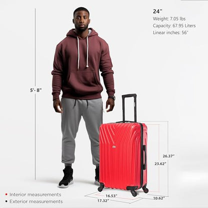 InUSA VASTY 24-Inch Medium Hardside Spinner Luggage Lightweight Red - color: Red, size: 24 Inch