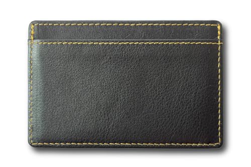 2 Card Minimalist Front Pocket Card Holder Wallet for Men & Women - Genuine Leather Ultra Thin - Compatible with American Express Gold - style: 2-card Mini Wallet (Golden, Napa)