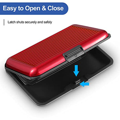 BBTO 2 Pack Slim Rfid Blocking Aluminum Credit Card Holders,Red, Blue - color: Red, Blue