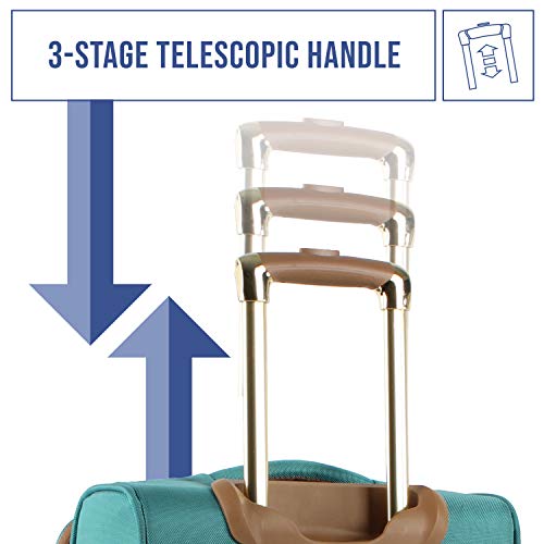 Steve Madden Designer Luggage Collection - 3 Piece Softside Expandable Lightweight Spinner Suitcase Set - Travel Set Includes 20 Inch Carry on, 24 Inch & 28-Inch Checked Suitcases, Harlo Teal Blue, - color: Harlo Teal Blue