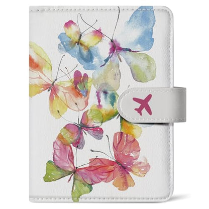 Passport Holder for Travel, RFID Blocking Wallet with Magnetic Closure - color: Z.C-Butterfly