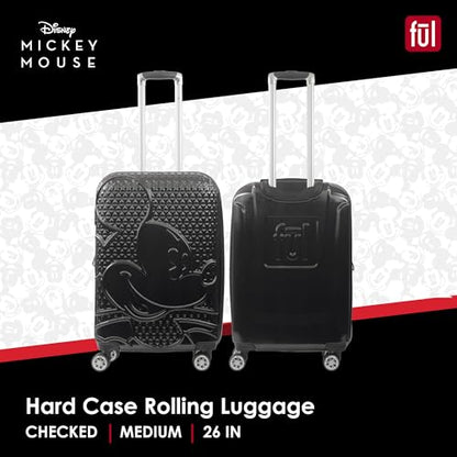 FUL Disney Mickey Mouse 26 Inch Rolling Luggage, Hardshell Suitcase with Spinner Wheels, Black - color: Mickey Mouse - Black, size: 26 Inch