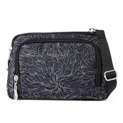Baggallini Triple Zip with Front Wallet/Trifecta RFID Wallet Crossbody - color: Midnight Blossom
