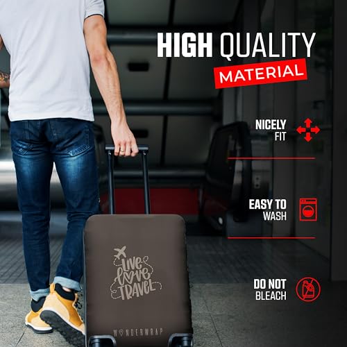 Reversible Travel Luggage Covers - 3 in 1 Design Carry on Cover - color: Charcoal Brown Departure Board, size: Large (65-71 x 43-48 x 26-30cm)