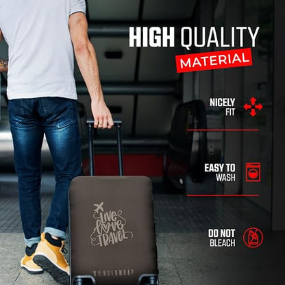 Reversible Travel Luggage Covers - 3 in 1 Design Carry on Cover - color: Charcoal Brown Departure Board, size: Large (65-71 x 43-48 x 26-30cm)