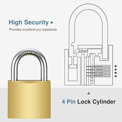 Puroma 2 Keyed Padlocks 32mm 6 Keys, 0.86" School Gym Locker Lock Luggage