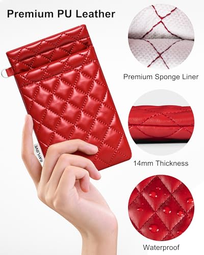 RayLove Double Glasses Case with Carrying Strap and Cleaning Cloth - color: Red